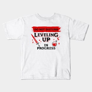 Do Not Disturb Leveling Up In Progress Dark Red Label Kids T-Shirt